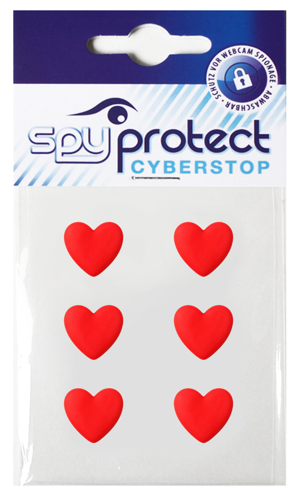 SpyProtect Webcam-Sticker Herz im 6er-Set – rote Herzen, wiederverwendbare Kameraabdeckung ohne Kleber