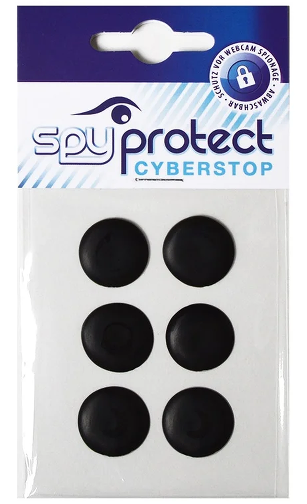 SpyProtect Webcam-Sticker Schwarz im 6er-Set – schwarze Kameraabdeckungen ohne Kleber, mit Wasser abwaschbar