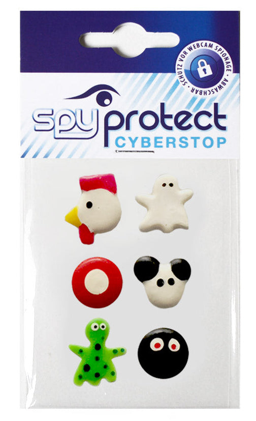 SpyProtect Fun-Mix: sechs verschiedene wiederverwendbare Webcam-Sticker ohne Kleber für die Kameraabdeckung