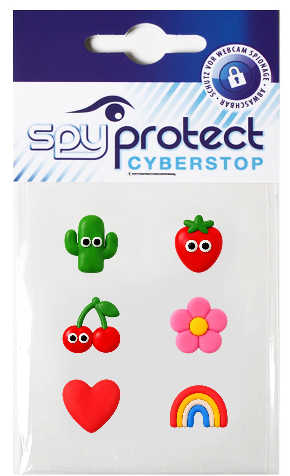 Webcam-Sticker 6er-Set – Mix Kaktus, Erdbeere & Kirsche